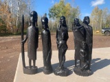 4 African iron wood statues