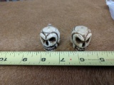 Eskimo carved walrus Ivory skull figurines