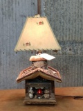 Rustic log cabin desk lamp