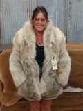 Beautiful waist-length coyote fur women's coat