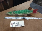 Vintage folk art musky decoy