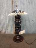 Hand Carved African Hardwood Lamp