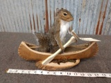 Full Body Mount Squirrel In A Canoe