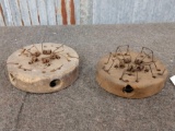 2 Antique 5 Hole Wooden Mouse Traps