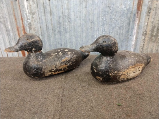 2 Vintage Wooden Duck Decoys