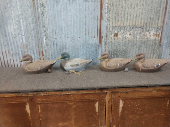 4 Vintage Paper Mache Duck Decoys