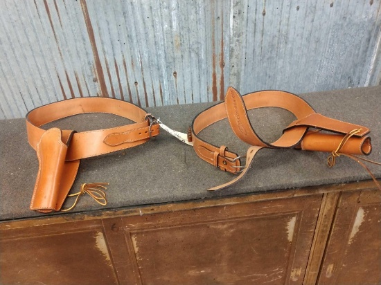 2 Leather Gun Holsters / Belts