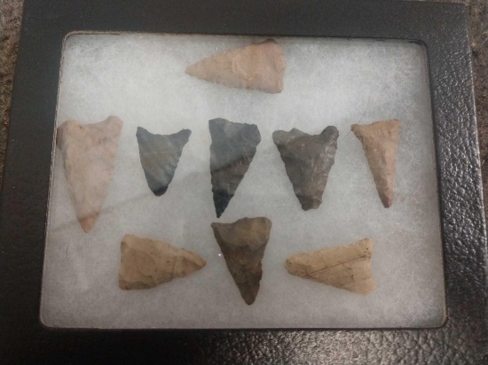 9 Madison Triangle Arrowheads Native American Artifact