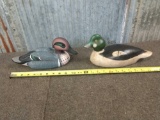 2 Modern Hand Carved Duck Decoys