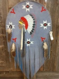 Hand Painted Native American Dream Catcher On Leather