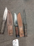 3 US Navy Vintage Fixed Blade Knives