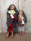Pair Folk Art Native American Skookum Dolls