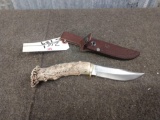 Custom Made Deer Antler Handle Fixed Blade Knife