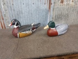 2 Modern Hand Carved Duck Decoys