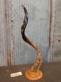 Relief Carved African Kudu Horn Accent Piece