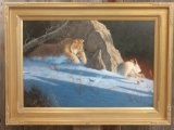 Original Oil On Canvas Painting Snowshoe Scramble By Artist Tom Mansanarez