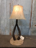 African Nyala Horn Lamp With Rawhide Shade