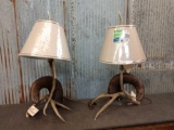 Pair Of Mule Deer , Elk Antler ,& Bighorn Sheep Lamps