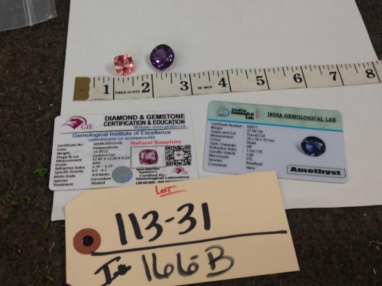 2 Loose Gemstones Pink Sapphire & Amethyst