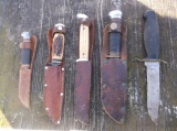 5 Vintage Fixed Blade Knives Including Marble's Brand !
