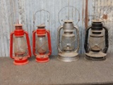 4 vintage kerosene lanterns