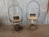 2 Vintage Rail Road kerosene lanterns