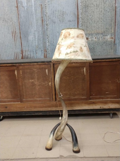 Vintage Bull Horn Floor Lamp