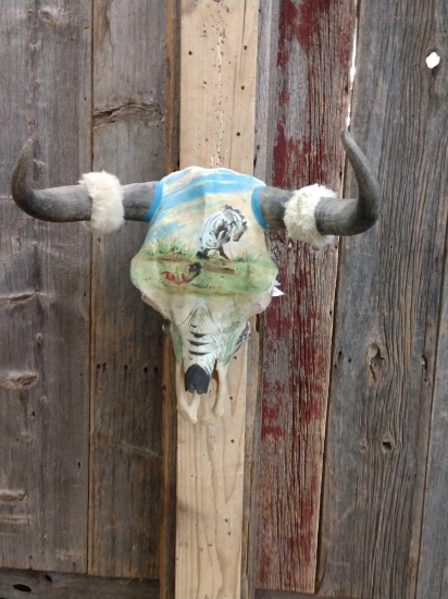 Hand painted Steer Skull