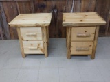 Pair Of North Woods Style Log Furniture End Tables