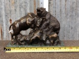 Bronze Bull & Bear Fighting Statue