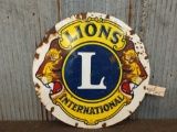 Vintage Lions International Porcelain Advertising Sign