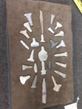 Collection Of Stone Drills & Arrow Heads Native American Artifact