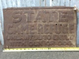 Vintage State Game Refuge Sign