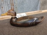 Signed Tom Taber Wooden Duck Decoy