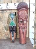 2 Hand Carved African Tribal Masks