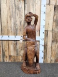African Hand Carved Statur Boy Playing Drum