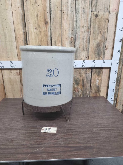 20 Gallon Perfection Sanitary Self Draining Stoneware Crock
