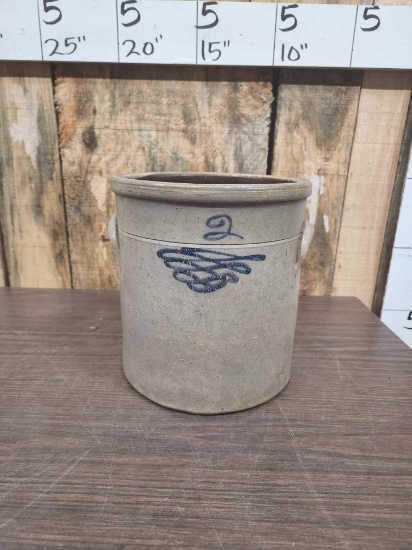 Early 2 Gal. Salt Glazed Stoneware Crock