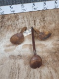 2 Tacked Effigy Wooden Paddles & Spoon