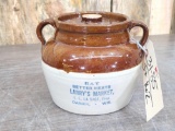 Stoneware Advertising Bean Crock Wisconsin