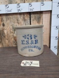 Early E.S.& B. 3 Gallon Stoneware Crock