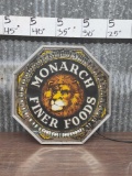 Vintage Monarch Finer Foods Distributor Rotating Neon Sign