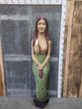 Hand Carved Wooden Mermaid Statue