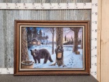 Oil On Canvas Print Mamma Bear & Cubs