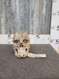 Awesome Human Skull Wood Carving
