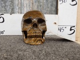 Hand Carved Human Skull In Bamboo Stone Crystal