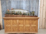 Tiger Muskie Chasing A Crappie Reproduction Pedestal Mount Fish Taxidermy