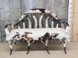 Beautiful Cow Hide & Horn Love Seat Taxidermy