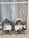Pair Of Cow Hide & Horn Chairs Taxidermy