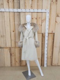 Leather Waist Length Trench Coat Alaskan Lynx Fur Trim